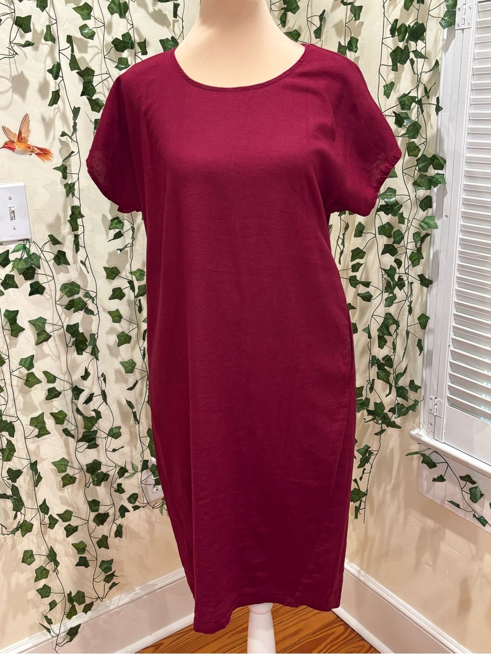 Universal Standard Stretch Linen Shift Dress, Berry, 4XS (Size 0/XS equivalent)